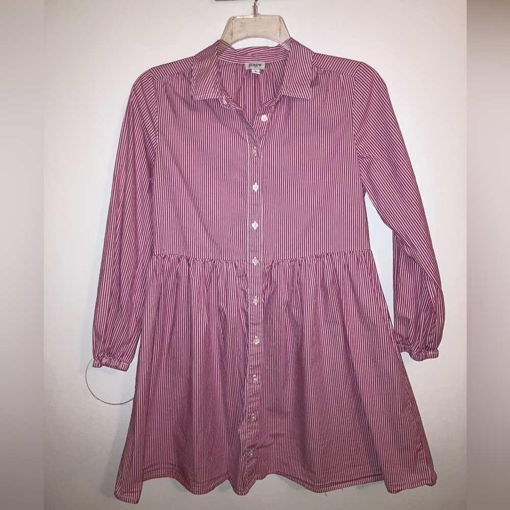 J Crew poplin buttondown dress with pink & white stripes, sz 8